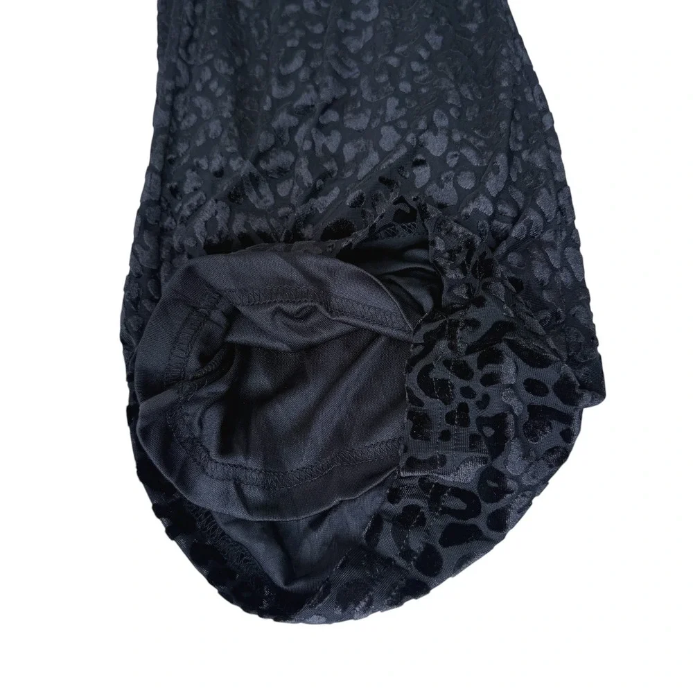 Strappy Cut-Out Velvet Jumpsuit Women S Black Wide Leg Leopard Chic Glam Sexy